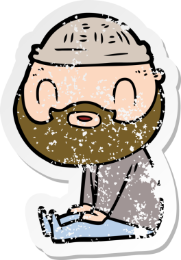 Bir insan tarafından çizilmiş sakallı bir adamın sıkıntılı çıkartması.