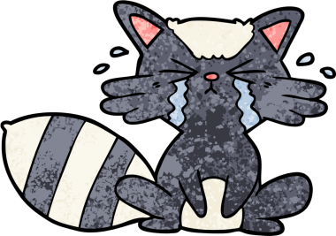 Bir insan tarafından çizilmiş ağlayan rakun çizgi filmi.