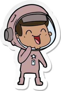 Bir insan tarafından çizilmiş mutlu bir astronotun çıkartması.