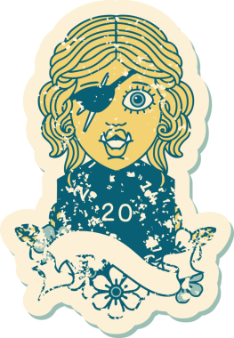 Retro Dövme Biçimi Bir insan tarafından çizilmiş 20 zarlı yarı ork