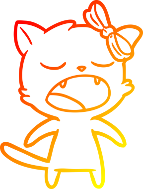 Bir insan tarafından çizilmiş miyavlayan kedi çizgi çizimi.