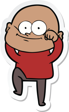 Bir insan tarafından çizilmiş kel bir adamın çıkartması.