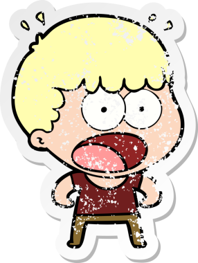 Bir insan tarafından çizilen şok olmuş bir adamın karikatür çıkartması.