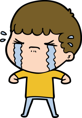 Bir insan tarafından çizilmiş ağlayan çizgi film adamı.