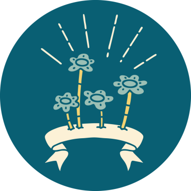 Bir insan tarafından çizilen dövme stili çiçeklerin simgesi