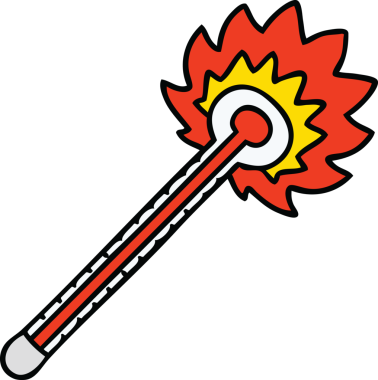 Bir insan tarafından çizilmiş garip bir karikatür, sıcak termometre.