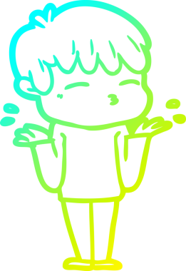 Bir çizgi film karakteri çizen soğuk gradyan bir insan tarafından çizilmiş meraklı çocuk.