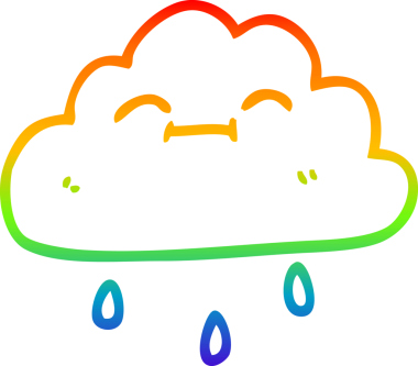 gökkuşağı gradyan çizimi bir çizgi film mutlu yağmur bulutu bir insan tarafından çizildi