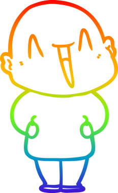 gökkuşağı gradyan çizimi mutlu bir çizgi kel adamın çizimi bir insan tarafından çizildi