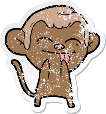 Bir insan tarafından çizilmiş komik bir maymunun sıkıntılı çıkartması.