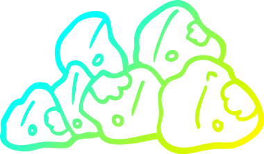 Bir insan tarafından çizilmiş altın kümelerinin soğuk gradyan çizgileri.