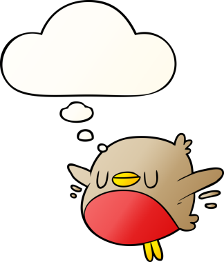 Düşünce baloncuklu çizgi film noel robini bir insan tarafından çizilmiş yumuşak gradyan tarzıyla