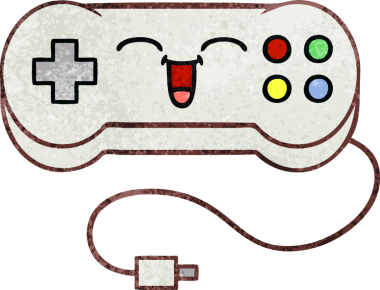 Bir insan tarafından çizilmiş bir oyun denetleyicisinin retro grunge desen çizgi filmi