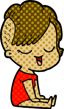 Bir insan tarafından çizilmiş mutlu çizgi film kızı.