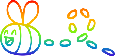 gökkuşağı gradyan çizgi çizimi bir insan tarafından çizilmiş vızıldayan bir arı