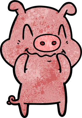 Bir insan tarafından çizilmiş sinirli çizgi film domuzu.