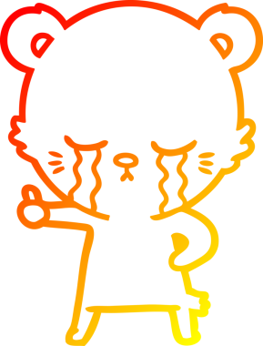 Ağlayan bir ayının insan eliyle çizdiği sıcak çizgi film çizimi.