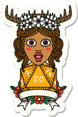 Bir insan tarafından çizilmiş 20 rulo doğal bir Druid çıkartması.