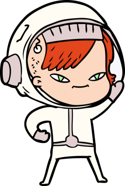 Bir insan tarafından çizilmiş astronot kadın.