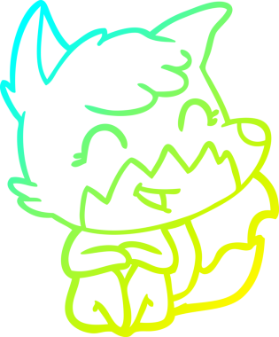 Bir insan tarafından çizilmiş mutlu bir tilkinin soğuk çizgi çizimi.