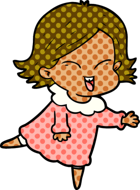 Bir insan tarafından çizilmiş mutlu çizgi film kızı.