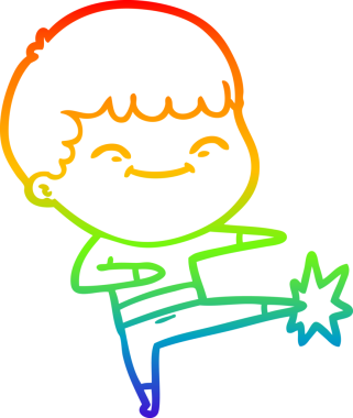 gökkuşağı gradyan çizgi çizimi bir insan tarafından çizilmiş mutlu bir çocuk