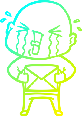 Bir insan tarafından çizilmiş, ağlayan kel bir adamın çizdiği soğuk çizgi.