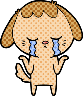 Bir insan tarafından çizilmiş ağlayan bir köpek.