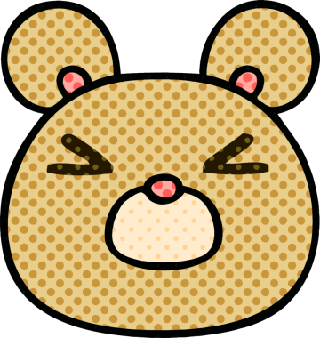 Bir insan tarafından çizilmiş çizgi roman tarzı tuhaf bir ayı yüzü.