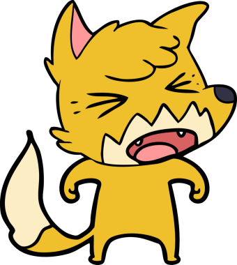 Bir insan tarafından çizilmiş kızgın çizgi film tilkisi.