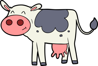 bir insan tarafından çizilmiş çizgi film ineği