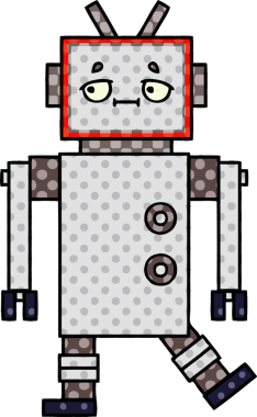 bir insan tarafından çizilmiş bir robotun çizgi roman tarzı