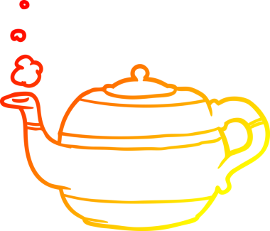 Bir insan tarafından çizilen çay demliğinin sıcak eğimli çizgisi