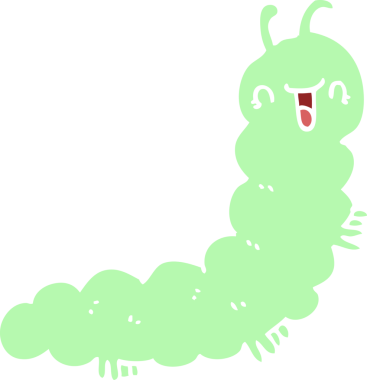 Bir insan tarafından çizilmiş düz renkli çizgi film tırtılı.