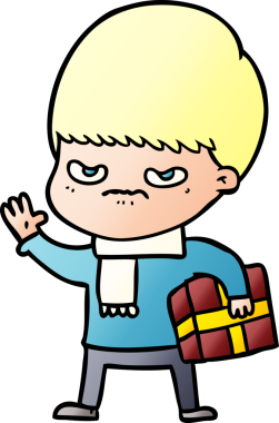 Bir insan tarafından çizilmiş sinirli çizgi film çocuğu.