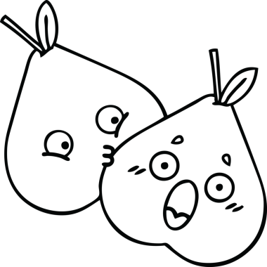 Bir insan tarafından çizilmiş yeşil bir armut çizimi.