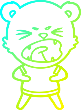 Bir insan tarafından çizilen kızgın çizgi film ayısının soğuk gradyan çizgisi.