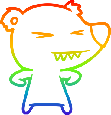 Kızgın bir kutup ayısının çizdiği gökkuşağı gradyan çizgi insan tarafından çizilmiş.