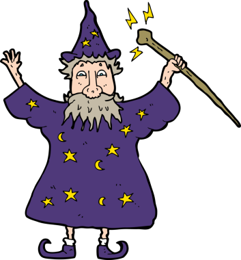 bir insan tarafından çizilmiş çizgi film sihirbazı