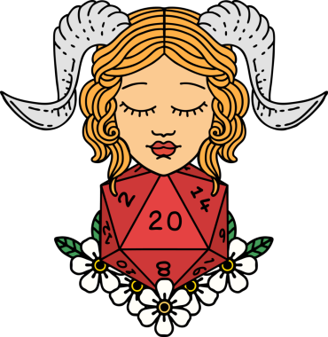 Retro Dövme Biçimi Doğal 20 D20 zar atışıyla bir insan tarafından çizilmiş