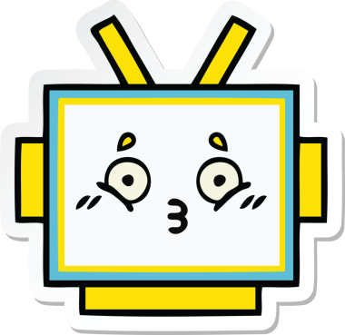 Bir insan tarafından çizilmiş şirin bir robot kafasının çıkartması.