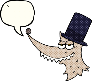 El yazısıyla çizilmiş çizgi roman konuşma balonu zengin kurt bir insan tarafından çizilmiş.