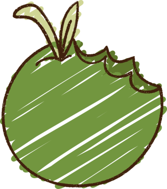 Bir insan tarafından çizilen ısırılmış elma tebeşiri.