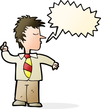 Çizgi filmci, bir insan tarafından çizilen konuşma baloncuğuyla...