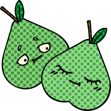 bir insan tarafından çizilmiş yeşil bir armut çizgi romanı