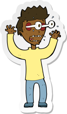 Bir insan tarafından çizilmiş bir karikatürün çıkartması.