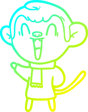 Bir insan tarafından çizilmiş gülen maymun çizgi çizimi.