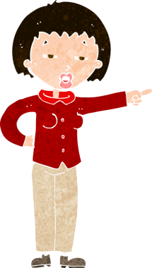 Çizgi filmdeki kadın bir insan tarafından azarlanıyor.