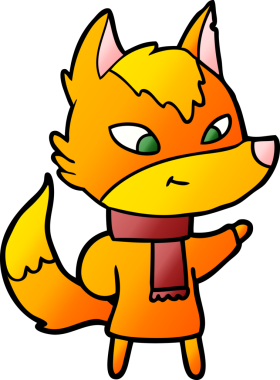 Bir insan tarafından çizilmiş tilki çizgi film karakteri