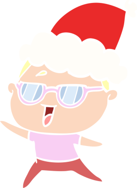 Bir insan tarafından çizilmiş Noel Baba şapkası takan mutlu bir kadının el resmi.